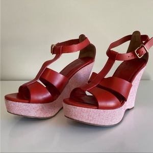 J. Crew red platform sandals made in Italy